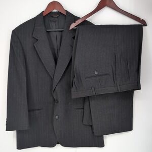 Uomo Mens Coat Blazer Suit Pants 38x28 Dark Gray Pin Stripe Wool Mint!